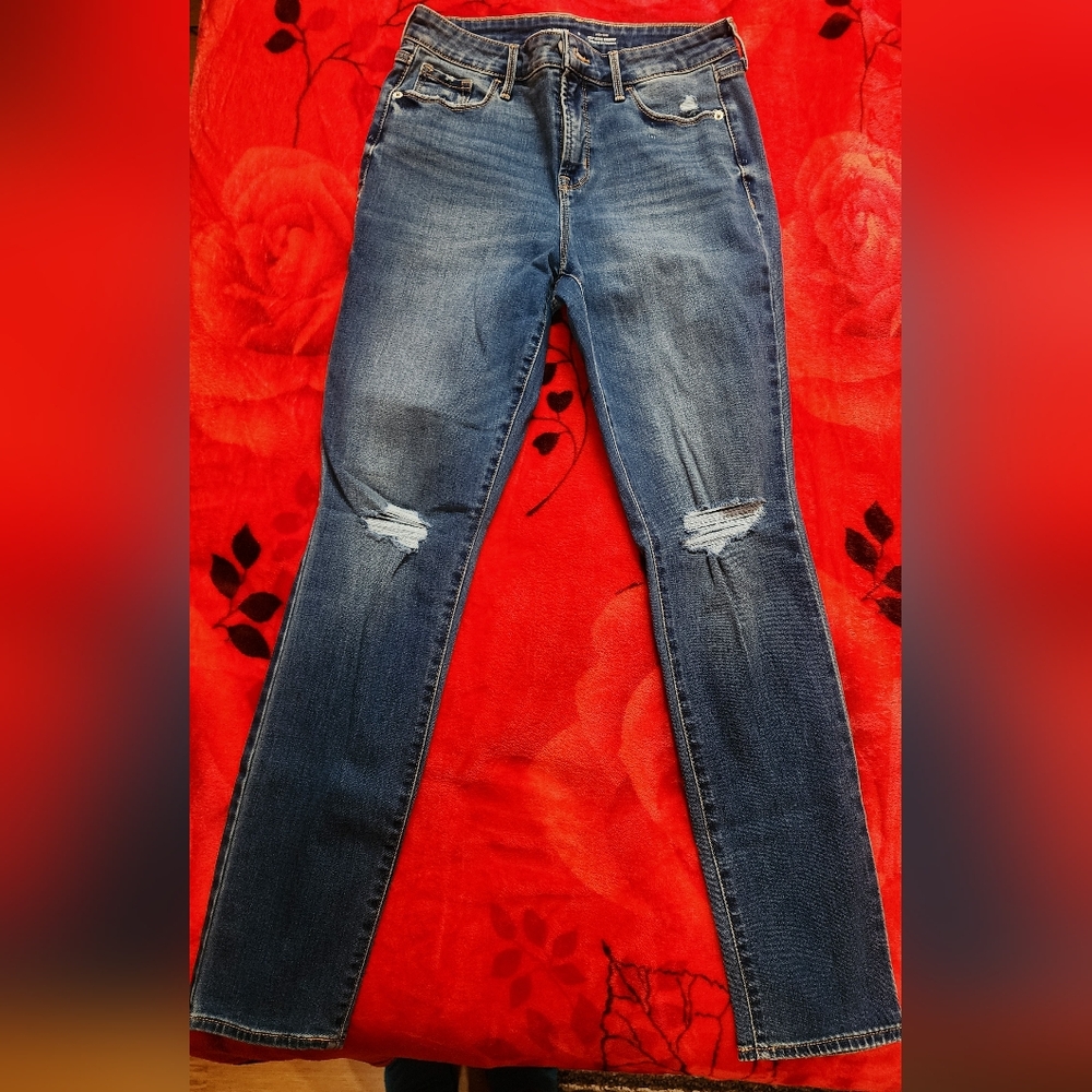 Old Navy High Rise Skinny Women's Blue Distressed Jeans